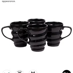 VarEesha Black Solid Ceramic Glossy Mugs Set of Cups and Mugs image 3