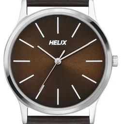Helix Men Brass Dial & Leather Straps Analogue Watch TW054HG03 image 2