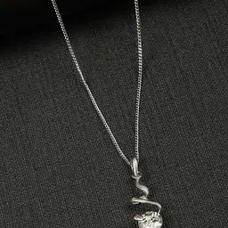 DressBerry Silver-Plated American Diamond Studded Claw Pendants With Chains-image-8