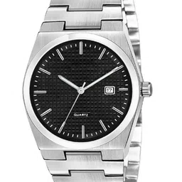 SZN Men Patterned Dial & Stainless Steel Straps Analogue Watch Royal BlackSZN image 3