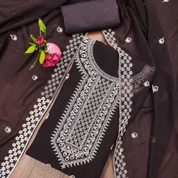 HERE&NOW Floral Embroidered Unstitched Dress Material-picture-37