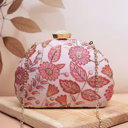 ARTKLIM Floral Embroidered Sequinned Box Clutch image 1
