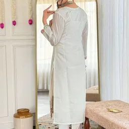 Moda Rapido Floral Embroidered Aari Work Straight Kurta With Trousers & Dupatta image 3