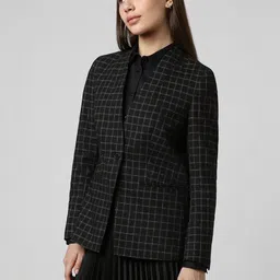 van heusen woman Van Heusen Women Checked Notched Lapel Single-Breasted Blazers image 2