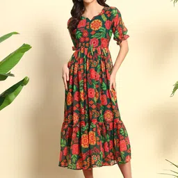 Umoly Self Design Fit & Flare Dress image 2