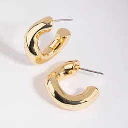 KRENOZ Gold-Plated Geometric Half Hoop Earrings image 2