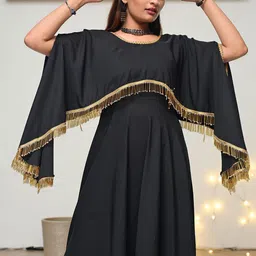 DIYAZ Women Round Neck Kimono Sleeves Maxi Dress image 3