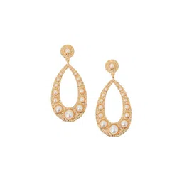 Accessorize Pearls Studded Teardrop Shaped Drop Earrings image 3