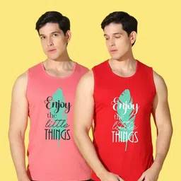 WOOSTRO Men Pack Of 2 Typography Printed Raw Edge Slim Fit T-shirt image 3