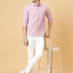 Kotty Men Relaxed Spread Collar Textured Self Design Casual Shirt-picture-24