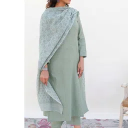 Women Basket Women Ethnic Motifs Regular Pure Cotton Kurta with Trousers & With Dupatta image 4