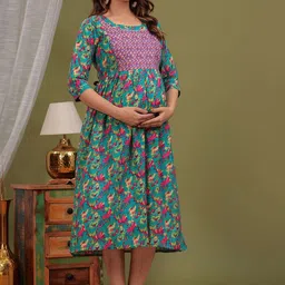 UrbanRang Floral Print Maternity Maxi Dress image 4