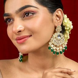 TEEJH Gold-Plated Classic Artificial Stone Studded Chandbalis Earrings-picture-12