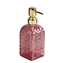 Kookee Pink & Gold Toned Textured Glass Soap Dispenser 400ml image 4