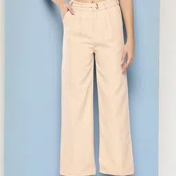 Roadster Women Beige Solid Crepe Trousers-image-10
