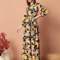 Krunal RaiyaniPrinted Fit And Flare Maxi Dresses-image-58