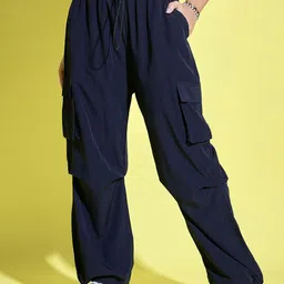 DIMPY GARMENTS Women Relaxed Loose Fit High-Rise Cargos Trousers-picture-39