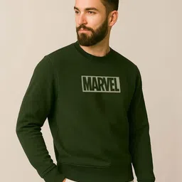Organic Chics Men Marvel Printed Round Neck Pullover Sweatshirt image 5