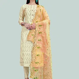 HERE&NOW Embellished Unstitched Dress Material-picture-34