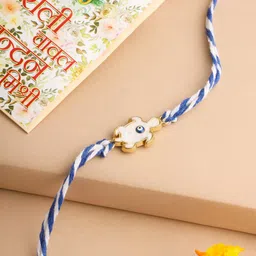 Sangria Stones Studded & Beaded Evil Eye Thread Rakhi With Roli Chawal Chandan-picture-41