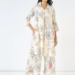 RANGMANCH BY PANTALOONS Floral Printed Shirt Collar Shirt With Trouser image 3