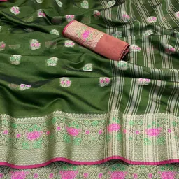 RUNAYA NX Women Woven Design Zari Banarasi Saree image 2