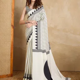 all about you Striped Satin Block Print Saree-picture-10