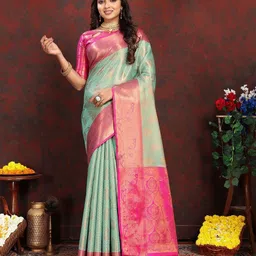 yourwish Women Woven Design Zari Silk Cotton Banarasi Saree-image-49