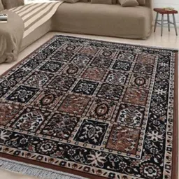 Samjeeda Handloom carpets Black Geometric Anti-Skid Polyester Carpet-image-71