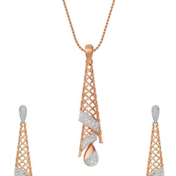 Emori 18KT Rose-Gold Diamond-Studded Pendant & Earring-picture-37