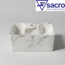 sacroz Ceramic Rectangular Countertop Wash Basin with Single Tap Hole MS-909 Table Top Basin image 3