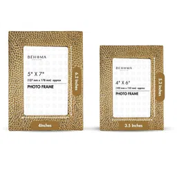 BEHOMA Gold-Toned 2 Pieces Metal Table Photo Frames image 4