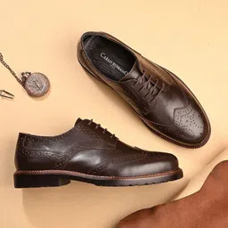 CARLO ROMANO Men Genuine Leather Textured Formal Brogues-picture-17