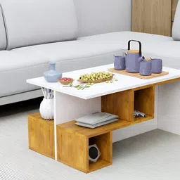 HEXA RED White & Brown Textured Wooden Rectangle Coffee Table-picture-11