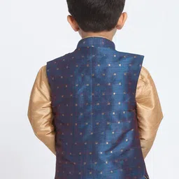JBN Creation Boys Brocade & Silk Slim Fit Banarasi Woven Nehru Jacket image 3