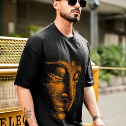 AUSK Men Graphic Printed Round Neck Cotton Oversized T-shirt image 5