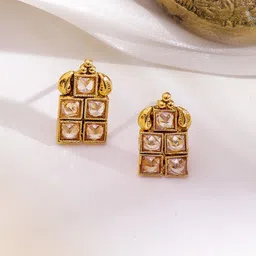 Rubans 18K Gold-Plated Kundan Square-Cut Stones Copper Traditional Jewellery Set image 3