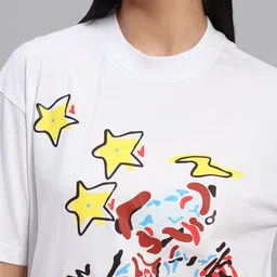 GRIFFEL Women Printed Drop-Shoulder Sleeves Ultralite T-shirt image 5