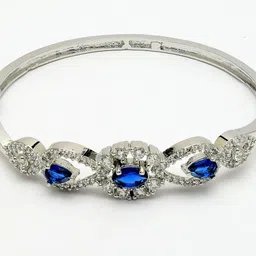 ZENEME Women Brass American Diamond Rhodium-Plated Bangle-Style Bracelet image 3