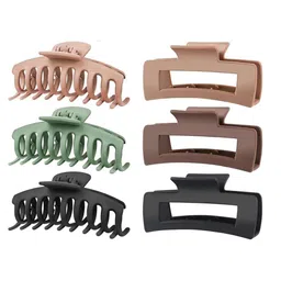 HANDBAG COLLECTION Women Set of 6 Rectangular Shape Matt Claw Clip image 5