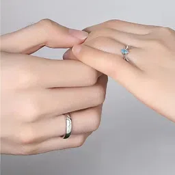 Teeragaj Set Of 2 Stone-Studded Couple Adjustable Finger Ring image 2