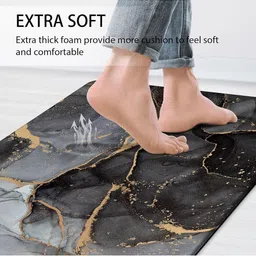 Deoxys 2-Pcs Black & Green Printed Anti-Skid Floor Mats & Dhurries image 2