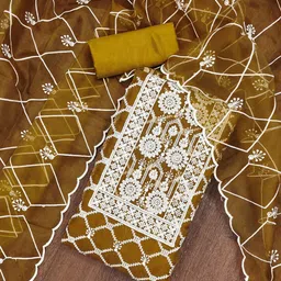 KALINI Embroidered Organza Unstitched Dress Material-picture-25