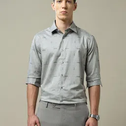 Arrow Tailored Fit Windowpane Checked Long Sleeves Cotton Formal Shirt image 4