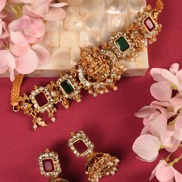 Saraf RS Jewellery Gold-Plated AD Stone Studded Jewellery Set-picture-9