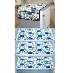 E-Retailer 4-Pcs Blue & Off White Printed Refrigerator Covers-image-49