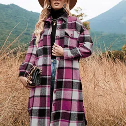 StyleCast x Revolte Checked Double Collar Overcoat-picture-37