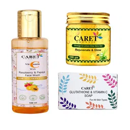 CARET ORGANIC Set Of 3 Aloevera Gel- 100 g & Vitamin C Soap- 75 g & Face Wash - 100 ml image 1