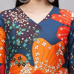 DIVASTRI Floral Printed V-Neck Straight Kurta With Trouser image 2