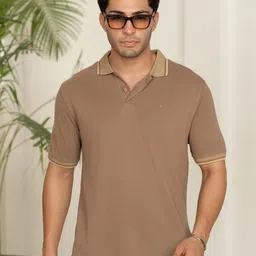 Minus One Men Solid Regular Fit Polo Collar T-shirt-picture-36